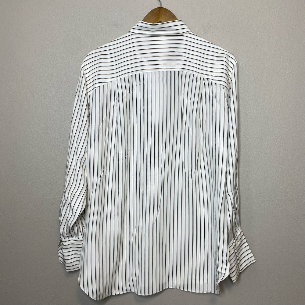 Frame 100% Silk Off White Multi Stripe Button Down Blouse Oversized Relaxed sm - Picture 12 of 12